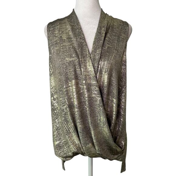 Akemi + Kin Anthropologie silver metallic wrap sleeveless top size S - Picture 1 of 12